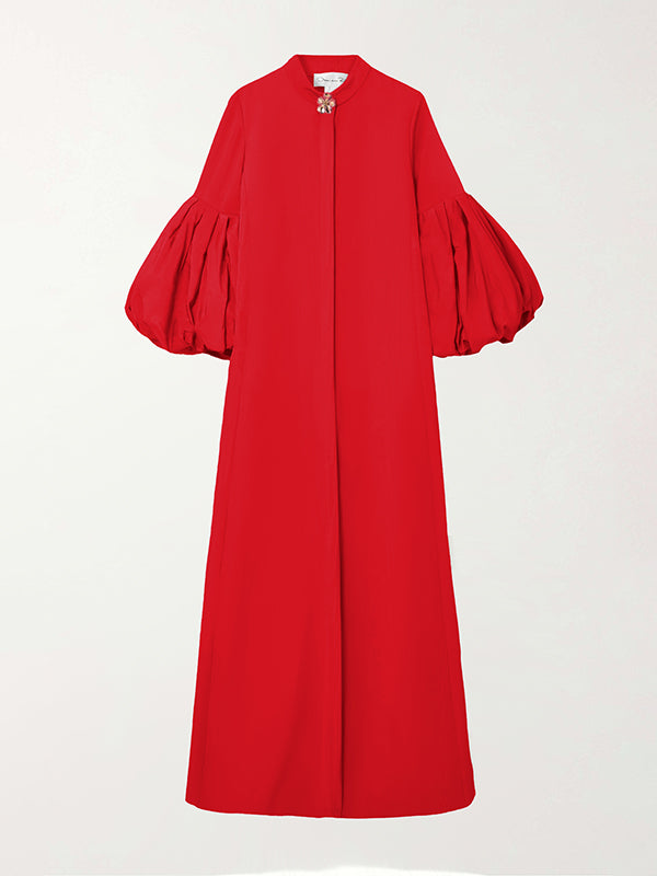 Loose Flower Shape Solid Color Stand Collar Evening Dresses Maxi Dresses