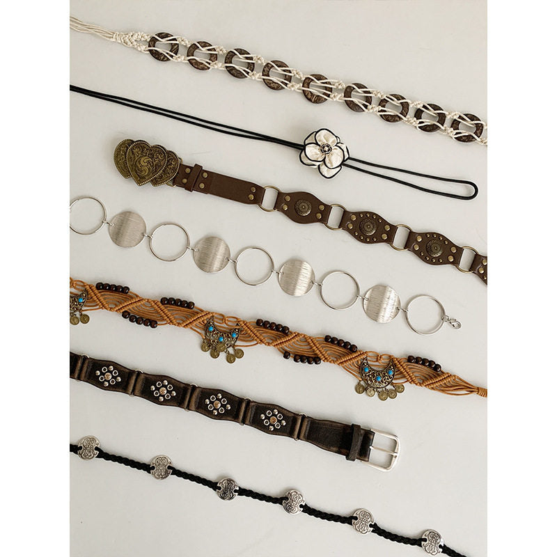 Bohemian Braided Belt For Women With Dresses Jeans