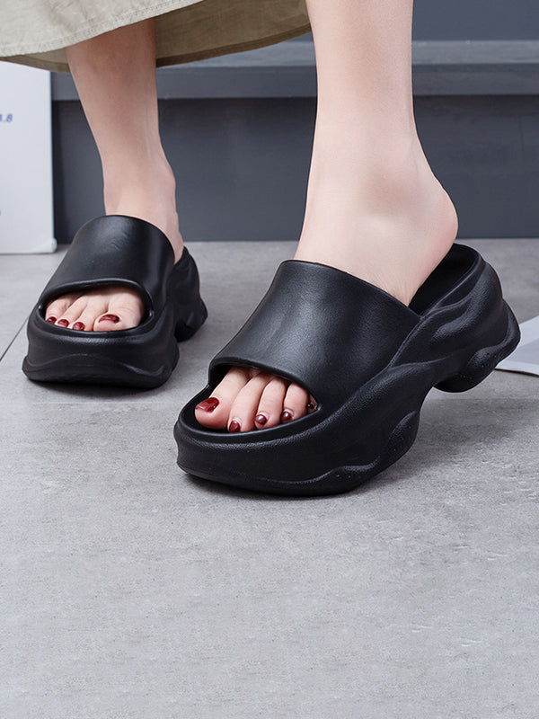 Height Increasing Non-Slip Solid Color Sandals