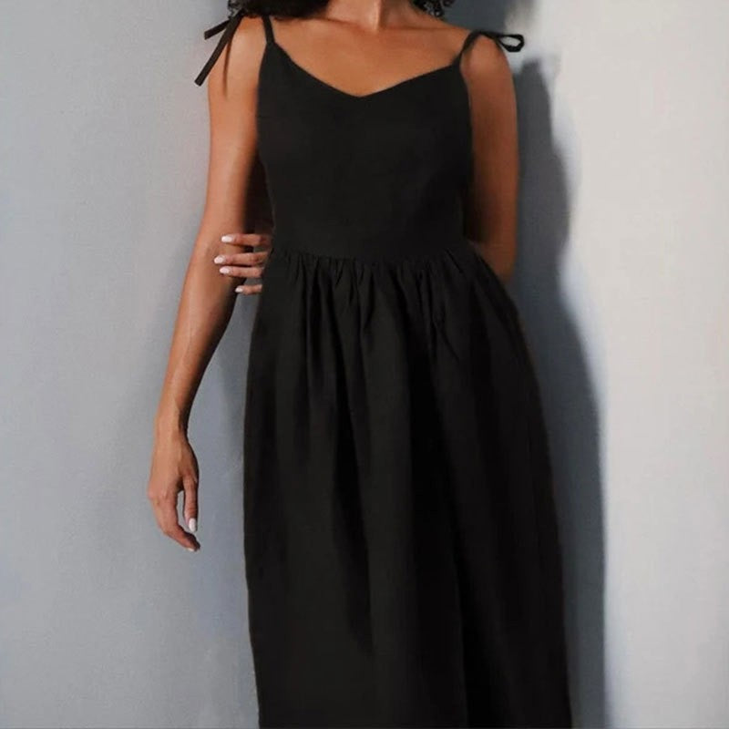 Backless V-Neck High-Waist Strapless Dress