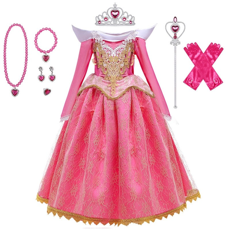 Princess Dress For Girls In Mesh Material