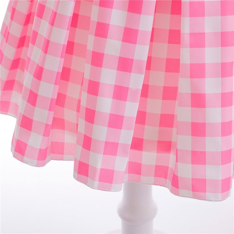 Plaid Suspender Waist Princess Dress For Girls