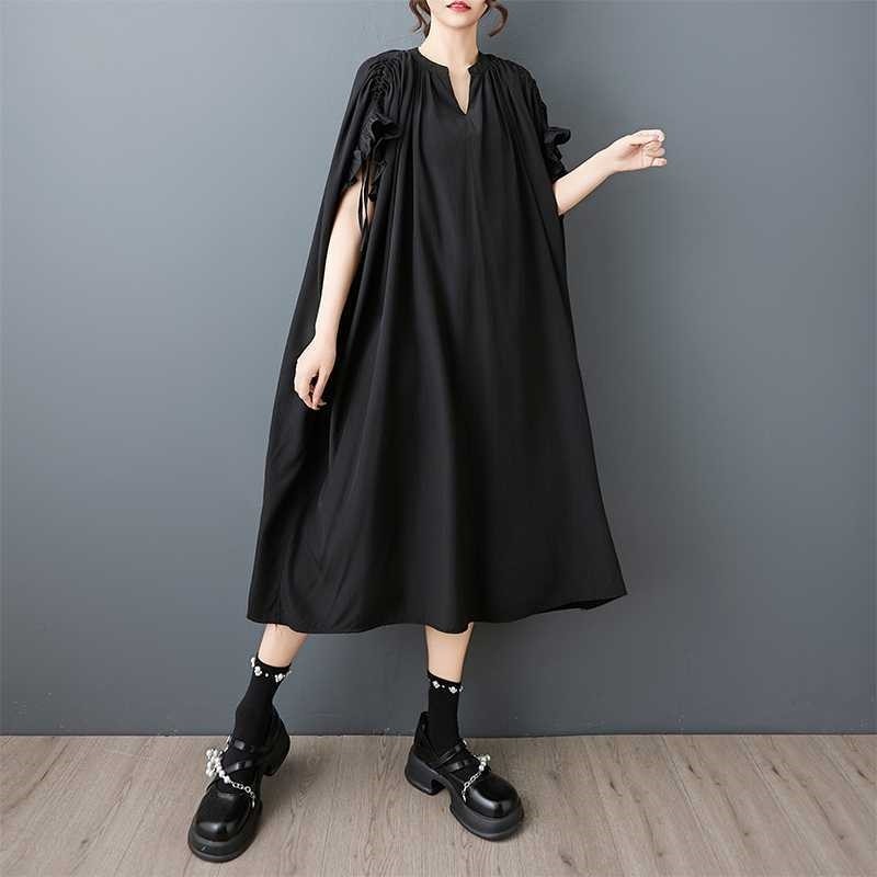 V Neck Batwing Sleeve Wrap Dress