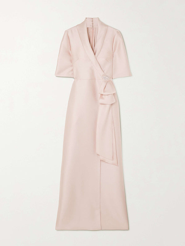 Loose Solid Color Split-Joint V-neck Evening Dresses Maxi Dresses