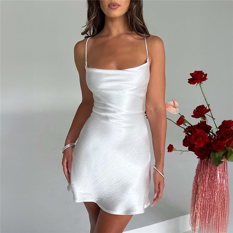 Solid Color Slim Strapless Mini Dress