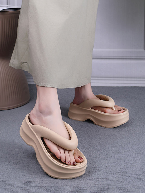 Height Increasing Contrast Color Non-Slip Flip Flops Sandals