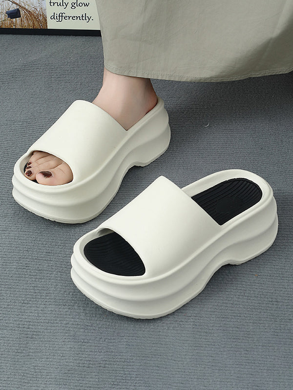 Height Increasing Contrast Color Non-Slip Striped Sandals