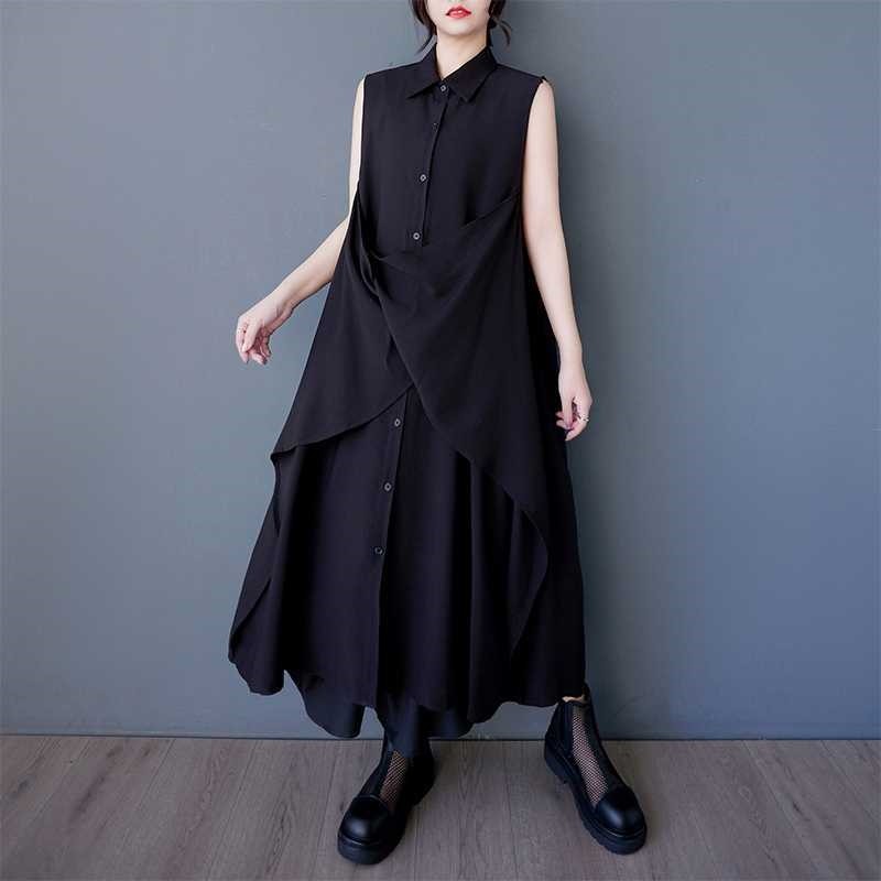 Boho Chic Sleeveless Midi Dress With Loose Fit Pockets