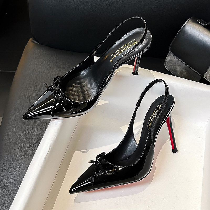 Bow Backless Stiletto Heel Sandals Pointed Toe
