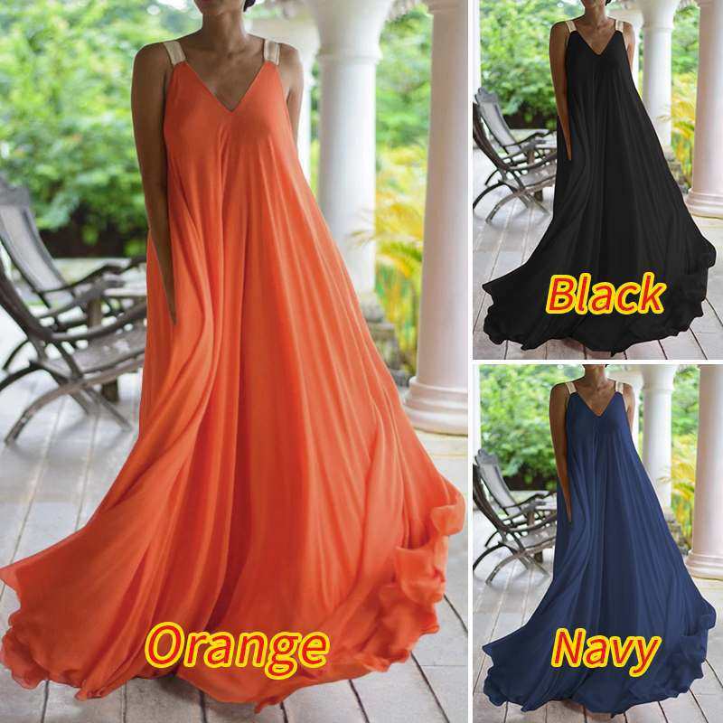 V Neck Bohemian Plus Size Slip Dress
