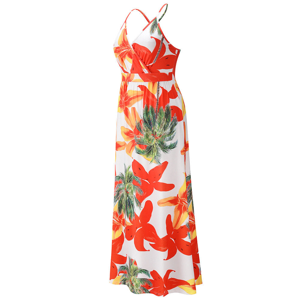 Boho-Print Suspender Maxi Dress