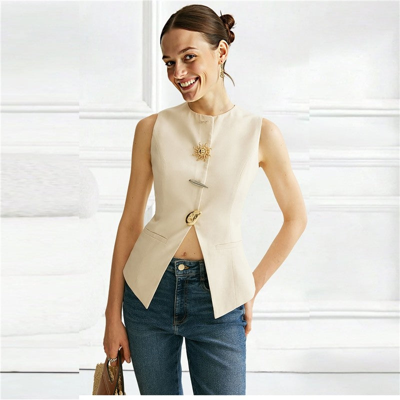 European Style Solid Sleeveless Vest
