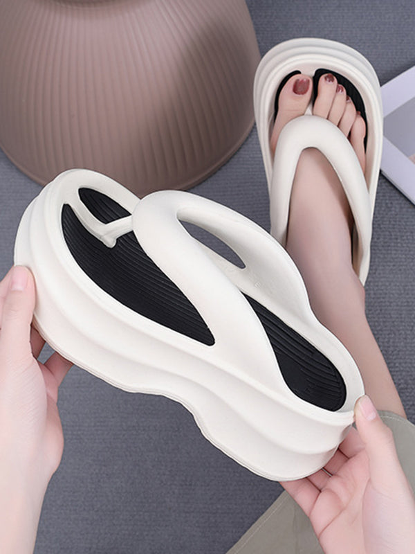 Height Increasing Contrast Color Non-Slip Flip Flops Sandals