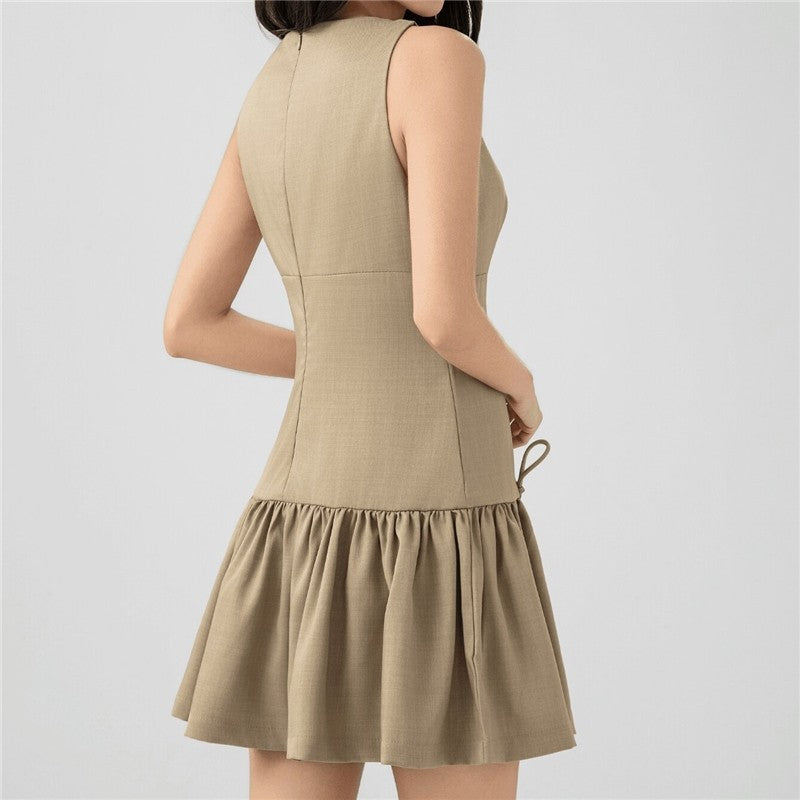 Bow Decorated Sleeveless Short Dress