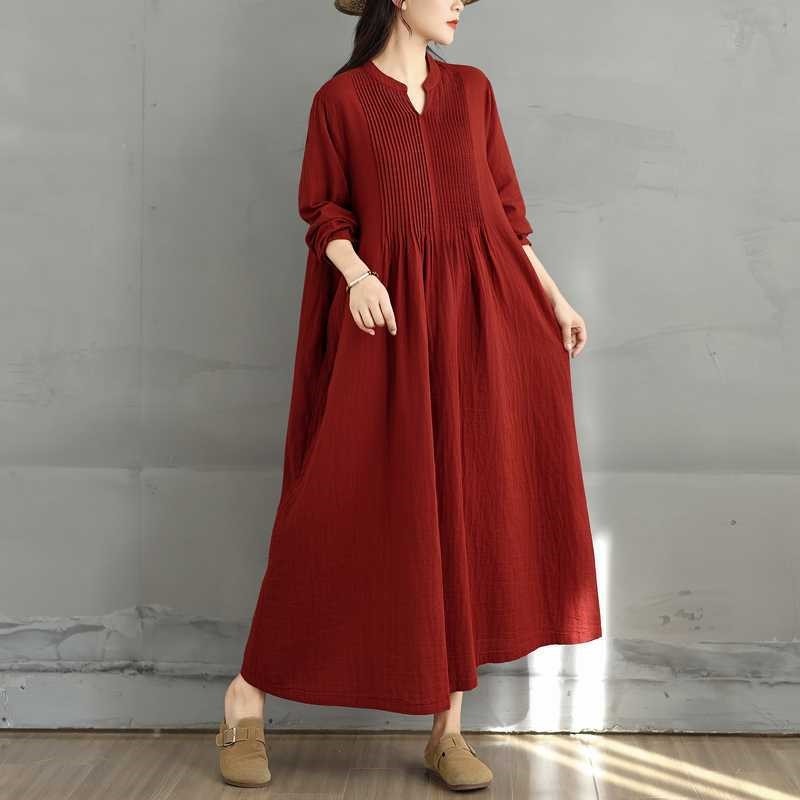 Long Sleeve Loose Double Layer Maxi Dress
