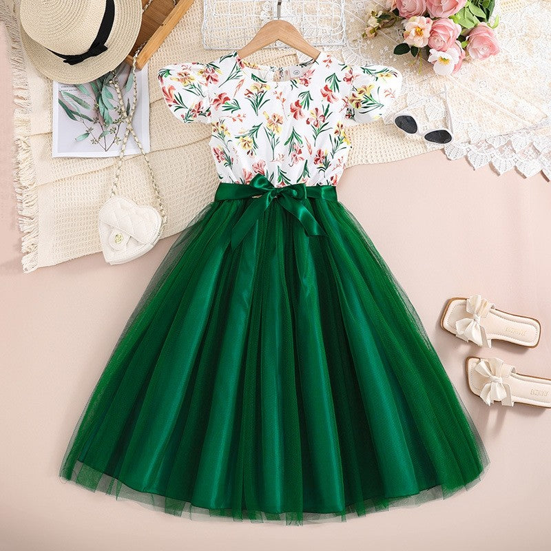 Dresses For Girls With Fly Sleeves And Mesh