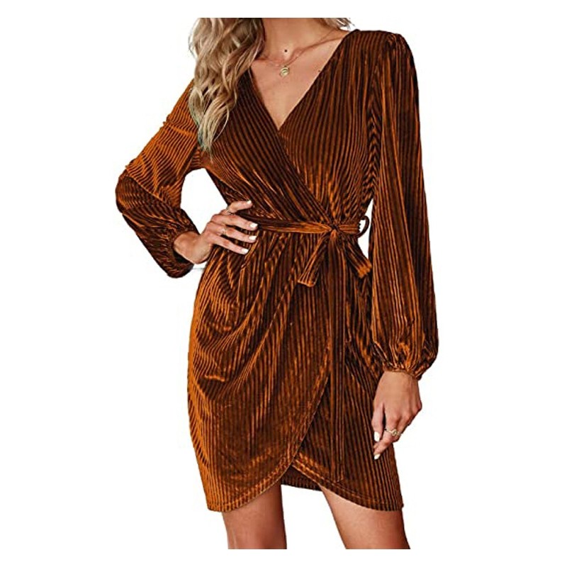 Solid Belted Waist Drawstring Short Dress