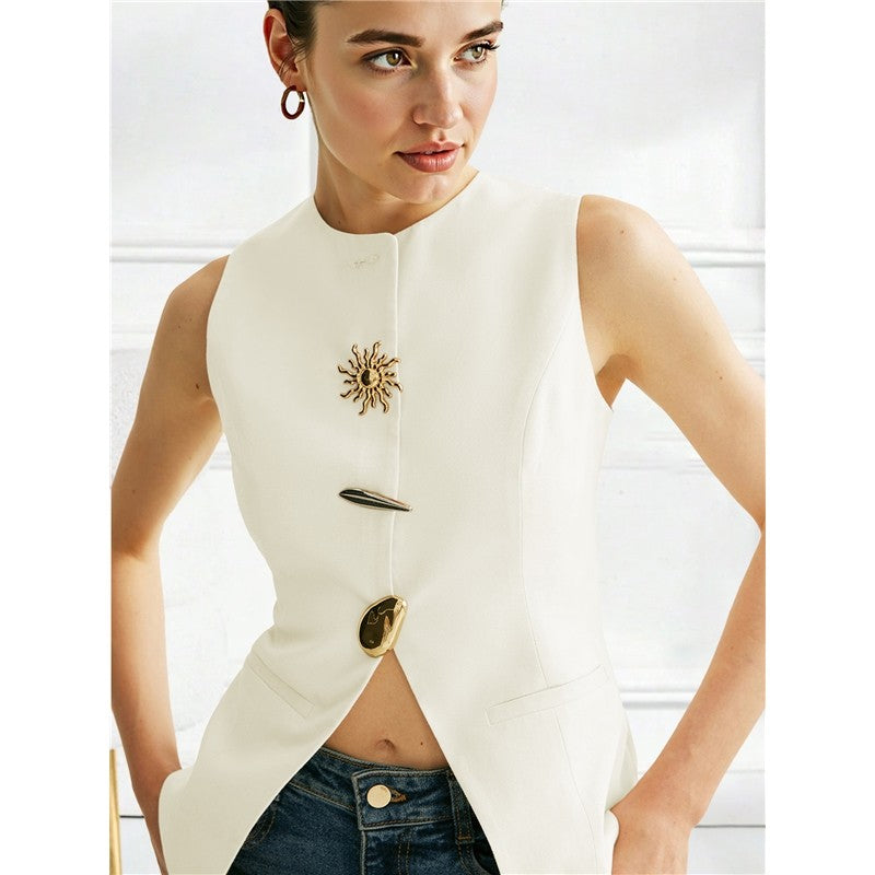 European Style Solid Sleeveless Vest