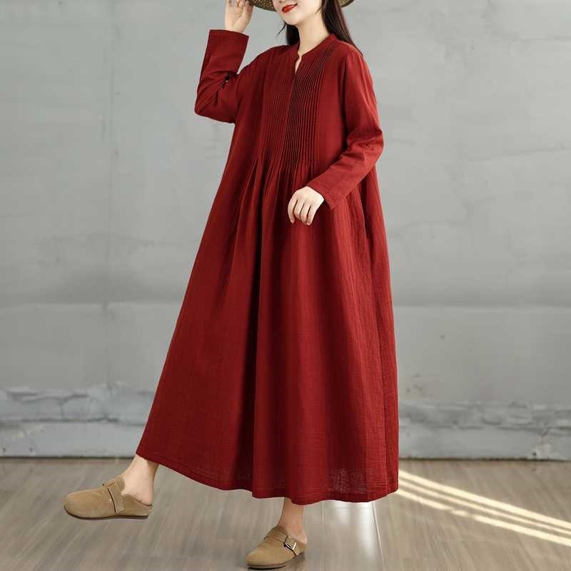 Long Sleeve Loose Double Layer Maxi Dress