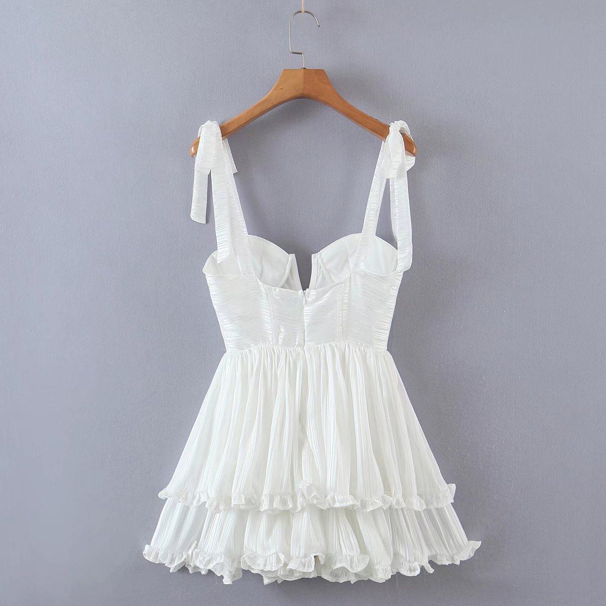 Three-Tier Colorful Silk-Chiffon Dress Pleated Lace-Up Skirt