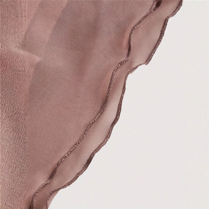Flutter Sleeve Mesh Sheath Dress