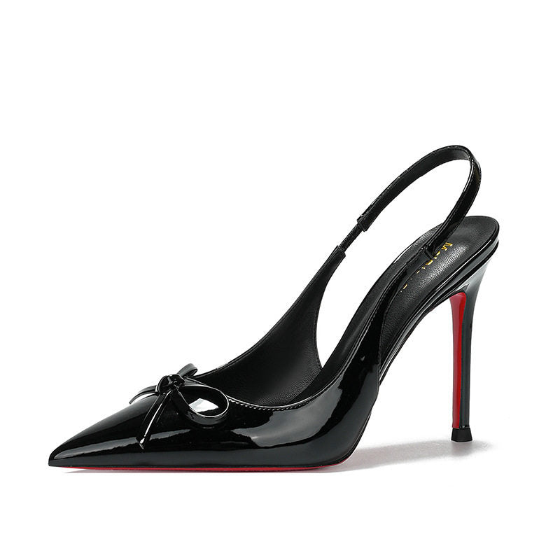 Bow Backless Stiletto Heel Sandals Pointed Toe