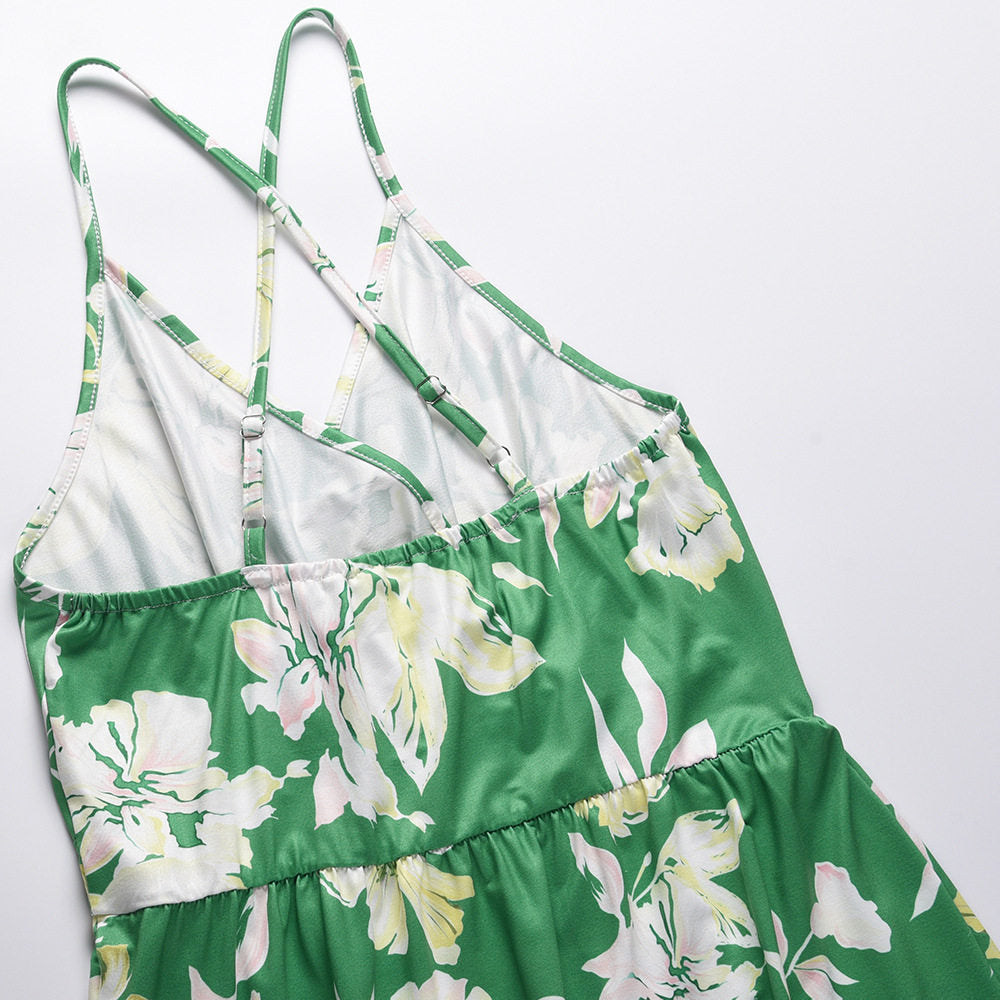 Boho Floral Print Slip Dress