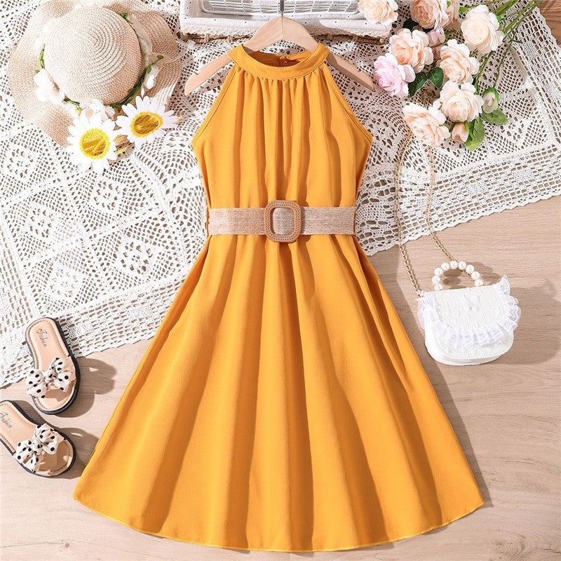 Solid Color Stylish Off-Shoulder Sleeveless Dress
