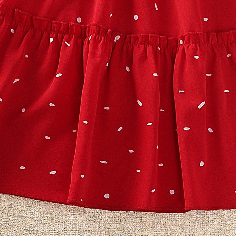 Printed Short Sleeve Elasticized Girls' Dresses