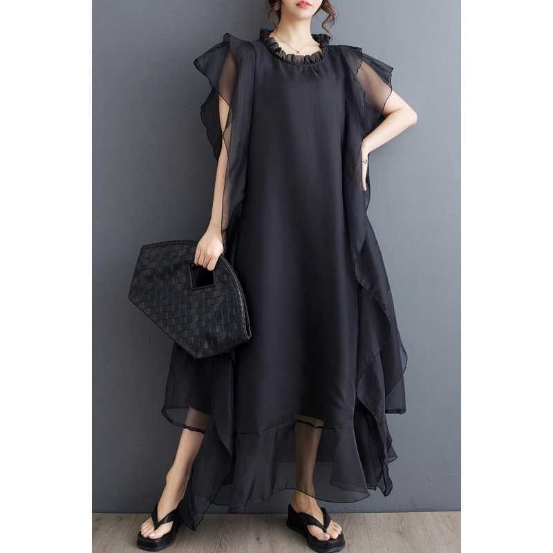 Loose Sleeveless Double Layer Lace Trim Dress