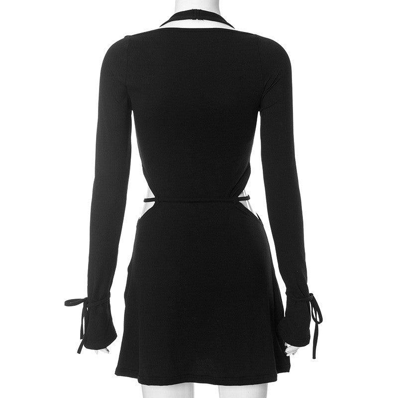 Flare Sleeve Mini Dress With Tie Waist