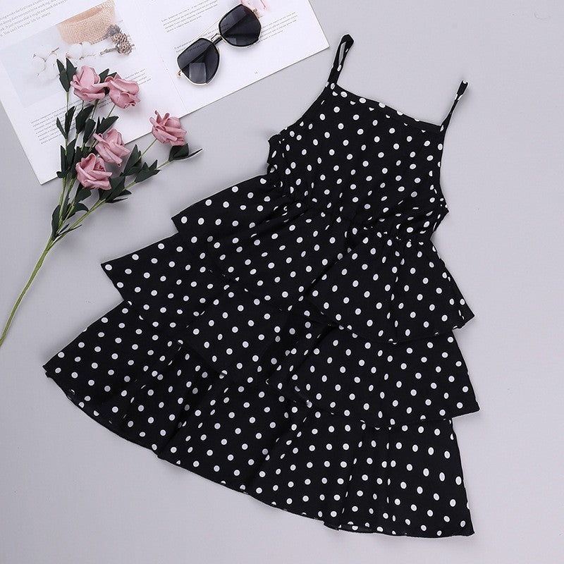 Cowboy Short Sleeve Polka Dot Dress Girl's Set