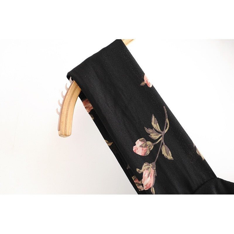 Printed Waist Hem Sexy Slit Tank Dress