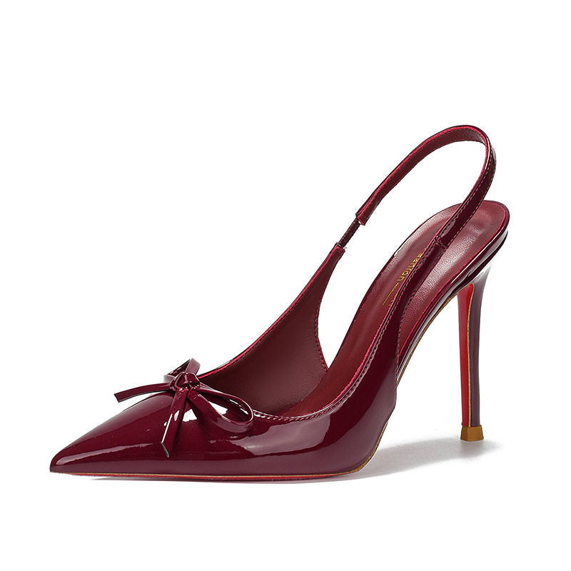 Bow Backless Stiletto Heel Sandals Pointed Toe