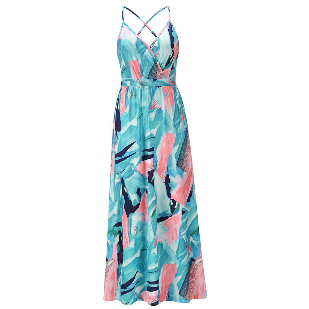 Boho Floral Print Slip Dress
