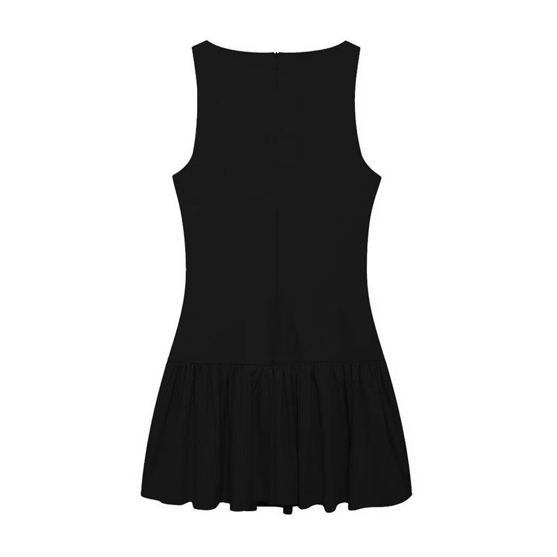 Bow Decorated Sleeveless Short Dress
