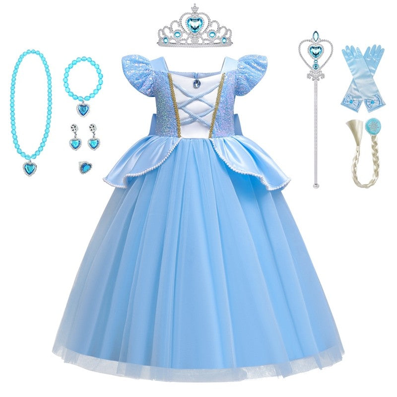Long Butterfly Bow Dress For Girls