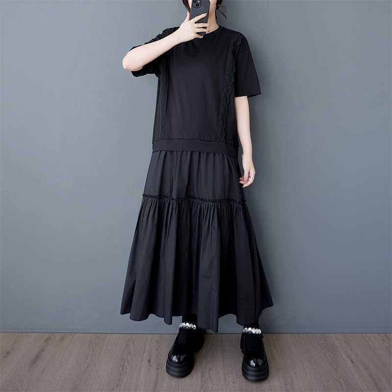 Lace Pleated Patchwork Midi Dress - Set Of 2