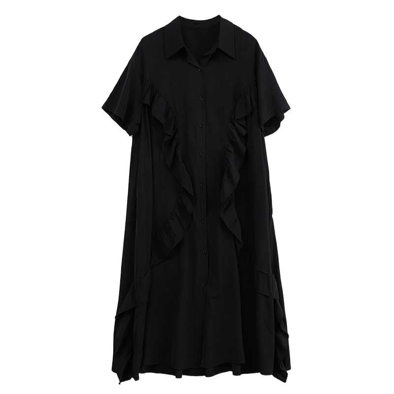 Loose Fit Midi Dress With Mushroom Edging