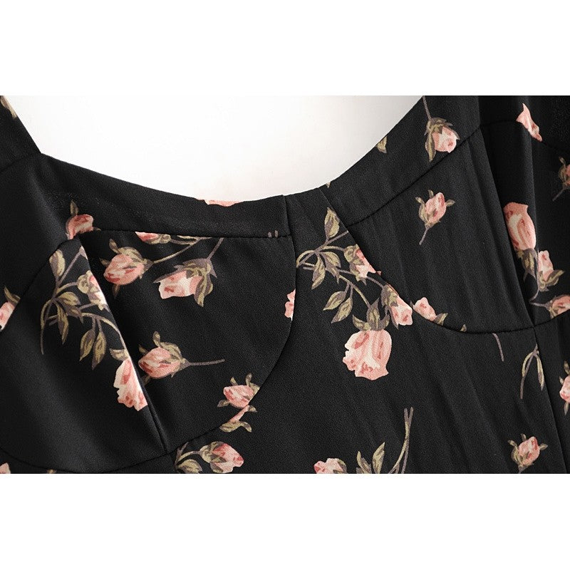Printed Waist Hem Sexy Slit Tank Dress