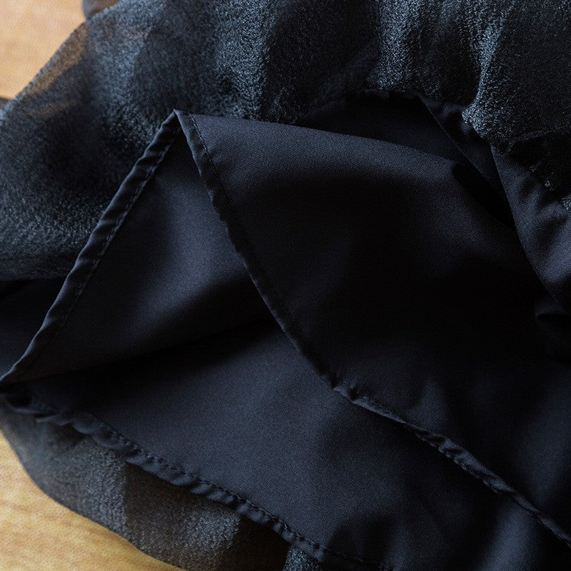 Black Sleeveless Strapless Mesh Princess Dress For Girls