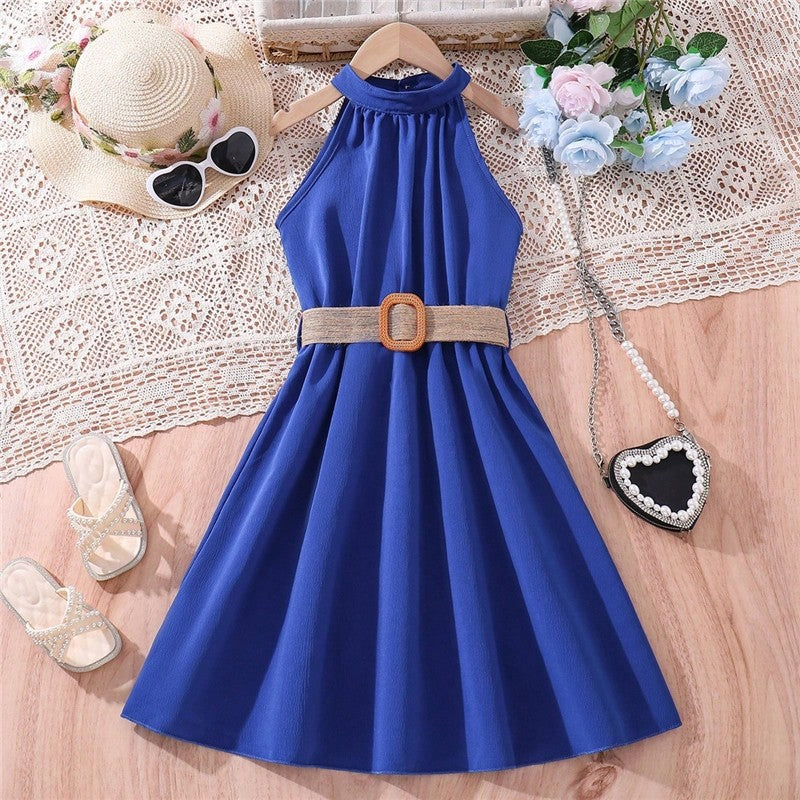 Solid Color Stylish Off-Shoulder Sleeveless Dress