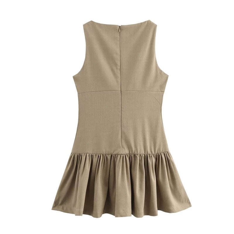 Bow Decorated Sleeveless Short Dress