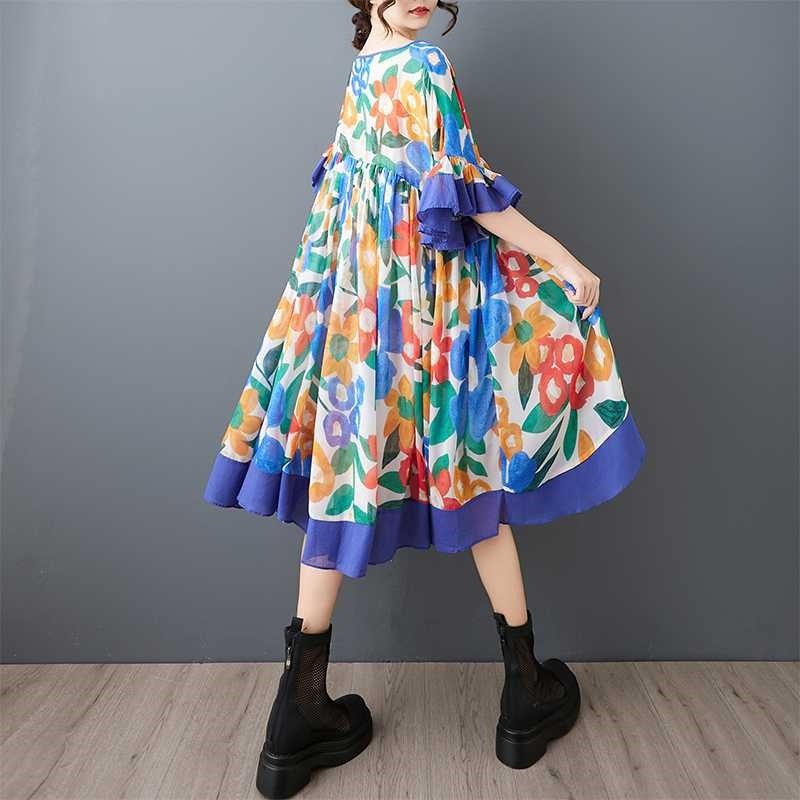 Fashion Patchwork Print Loose Short Dress