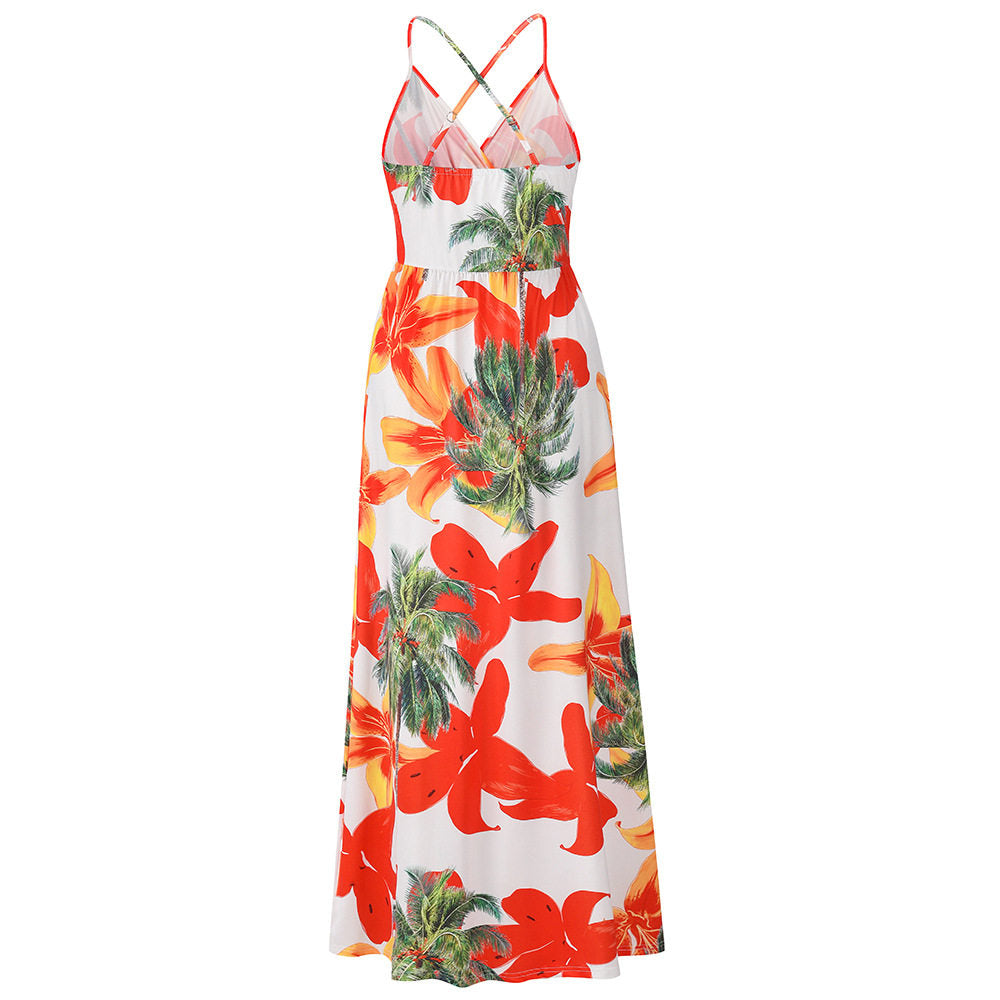 Boho-Print Suspender Maxi Dress