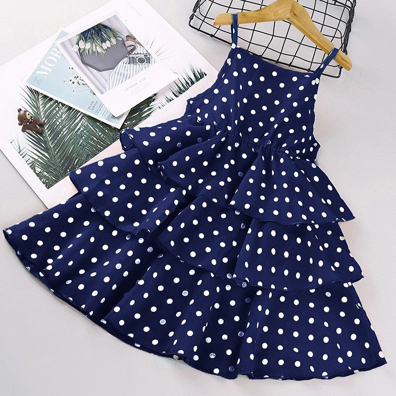 Girl's Chic Polka Dot Halter Dress