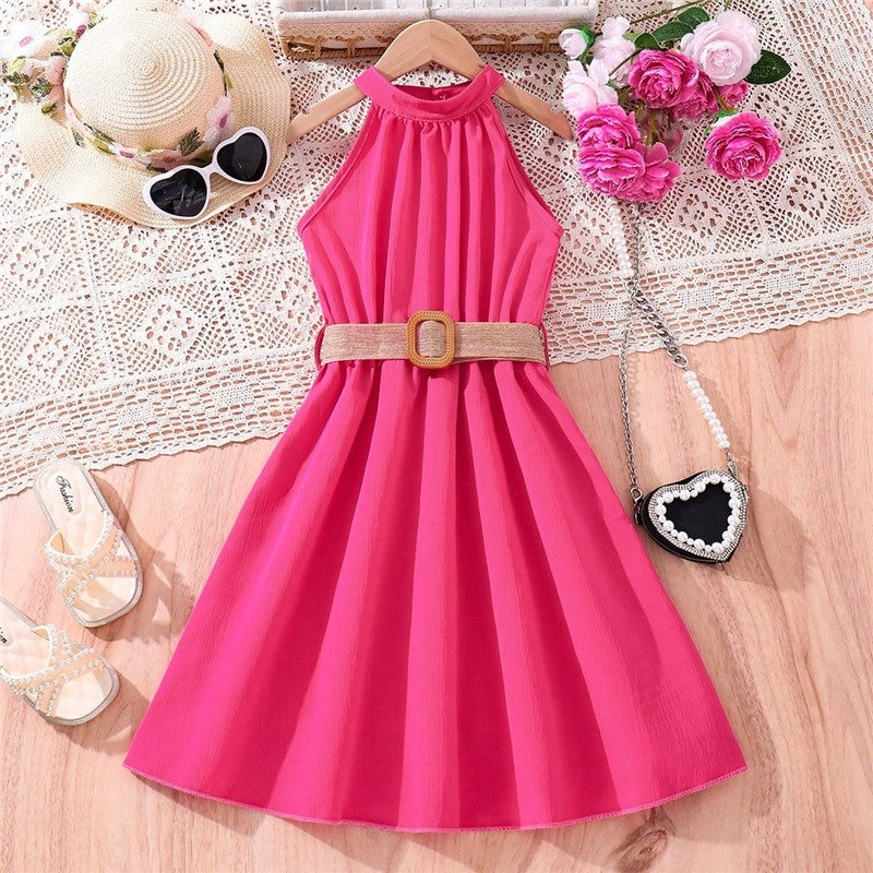 Solid Color Stylish Off-Shoulder Sleeveless Dress