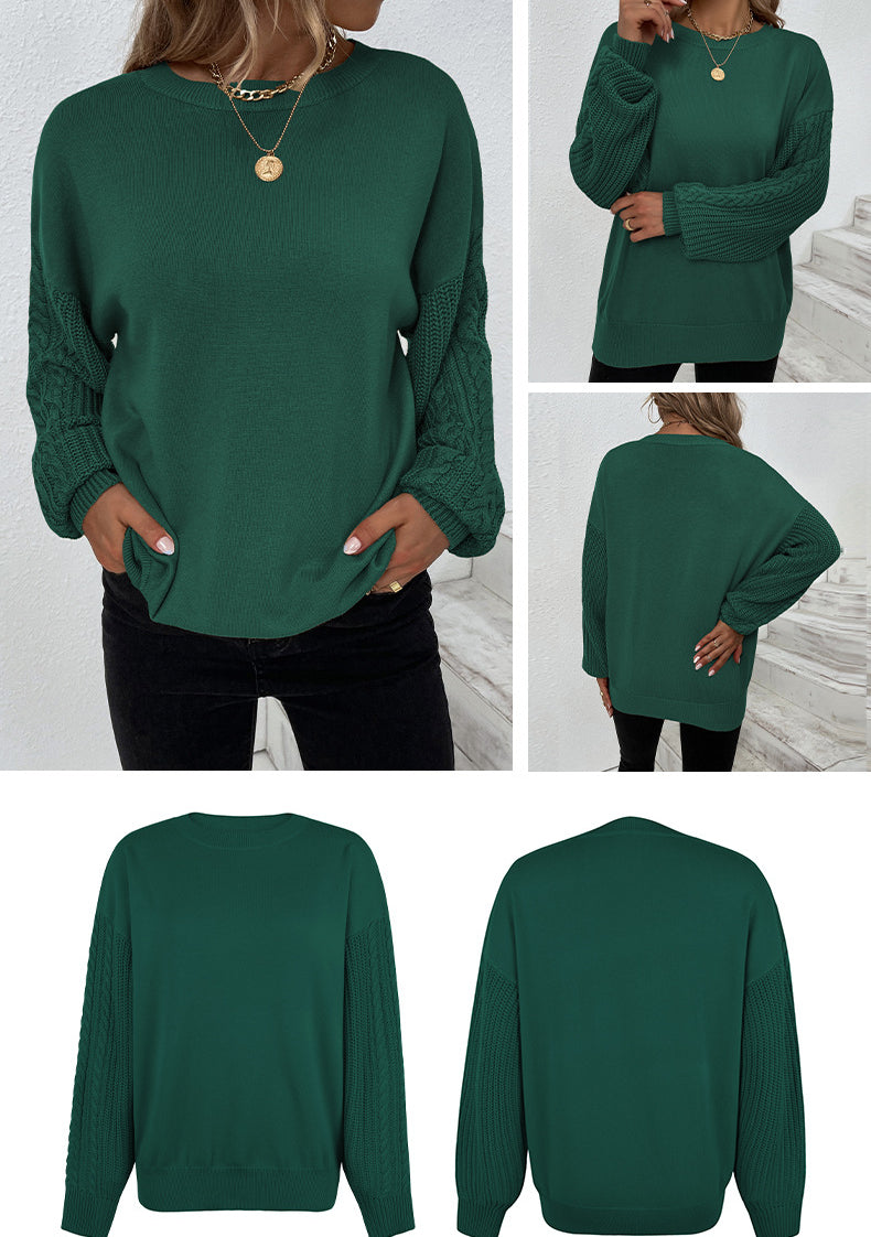 Fashion Round Neck Twist Knitted Pullover Sweaters