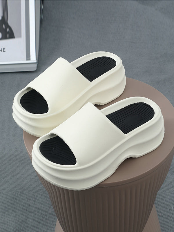Height Increasing Contrast Color Non-Slip Striped Sandals