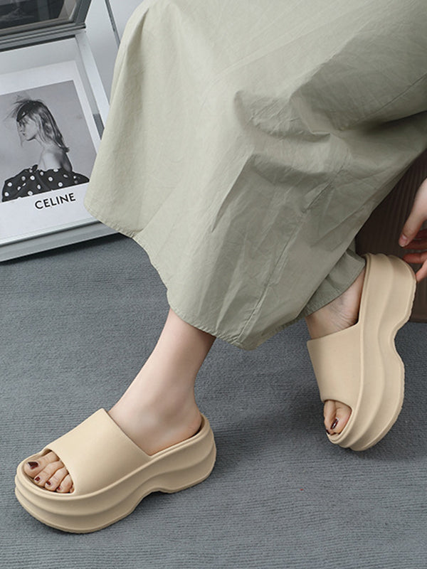 Height Increasing Contrast Color Non-Slip Striped Sandals
